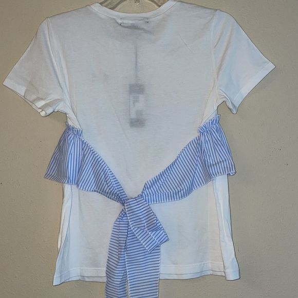 Romeo and Juliet White Seersucker Ruffle Top Small - Picture 3 of 4